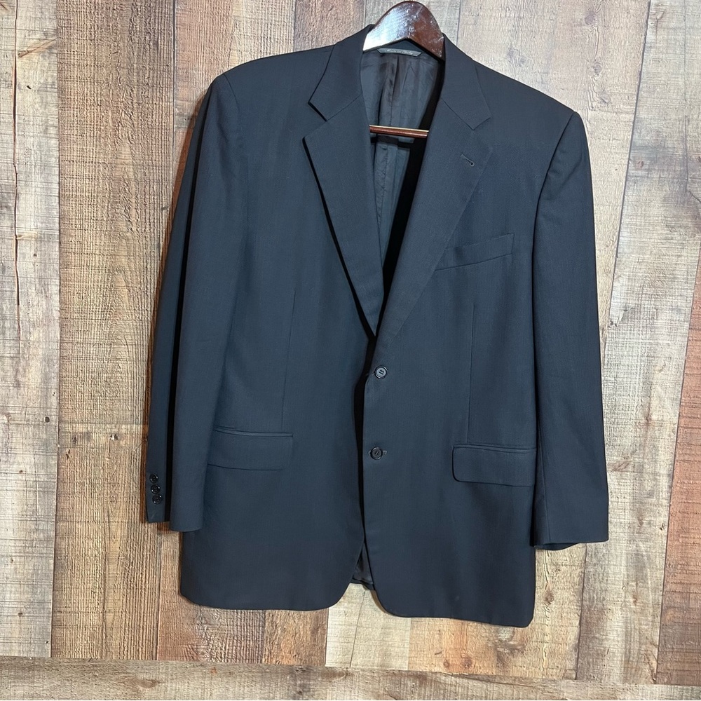 Canali Sport Coat Mens Made in Italy Gray with Blue Pin Stripe Two Button